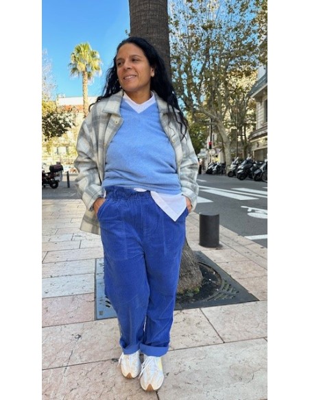 Yael velours cotelé bleu  Hod-Paris