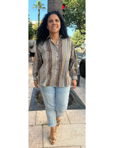 Chemise Kelly mocha stripe Hod-Paris