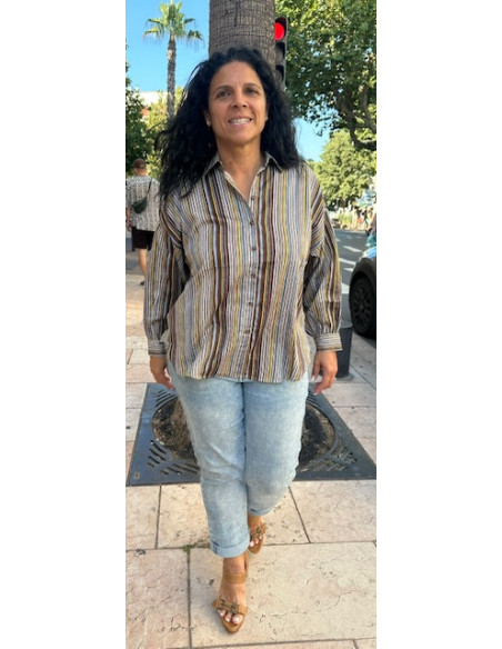 Chemise Kelly mocha stripe Hod-Paris