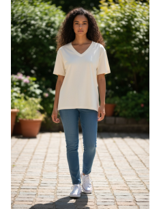Tee-shirt V Amaria cream Hod