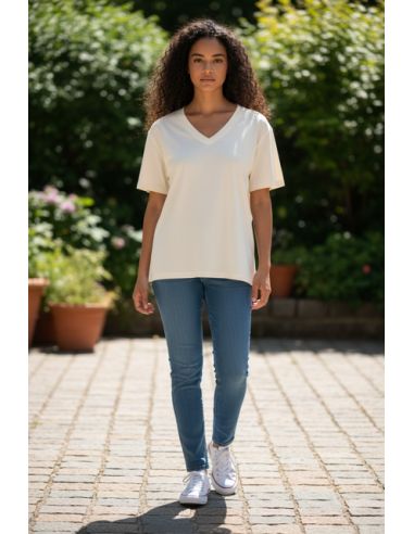 Tee-shirt V Amaria cream Hod