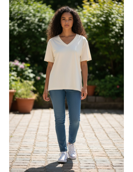 Tee-shirt V Amaria cream Hod