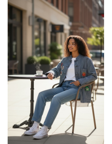 VESTE CANDICE PATCH DENIM STRIPE 2 EN 1 HOD-PARIS