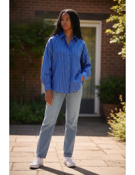 CHEMISE KETTY INDIGO STRIPE HOD-PARIS