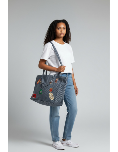 SAC JESSIE PATCH DENIM STRIPE HOD-PARIS