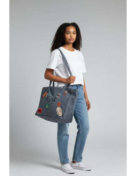SAC JESSIE PATCH DENIM STRIPE HOD-PARIS