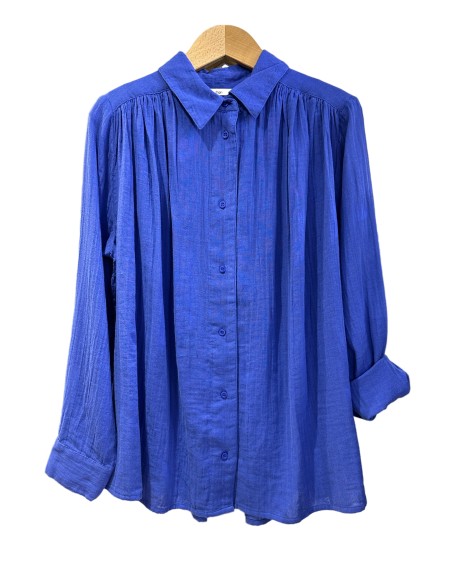 Chemise Madrid gaze de coton saphir Hod-Paris