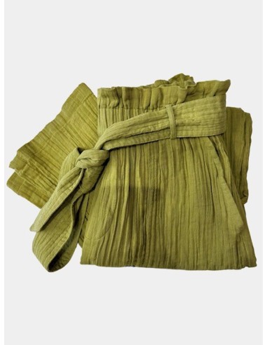 Pantalon Yael gaze de coton uni verone Hod-Paris